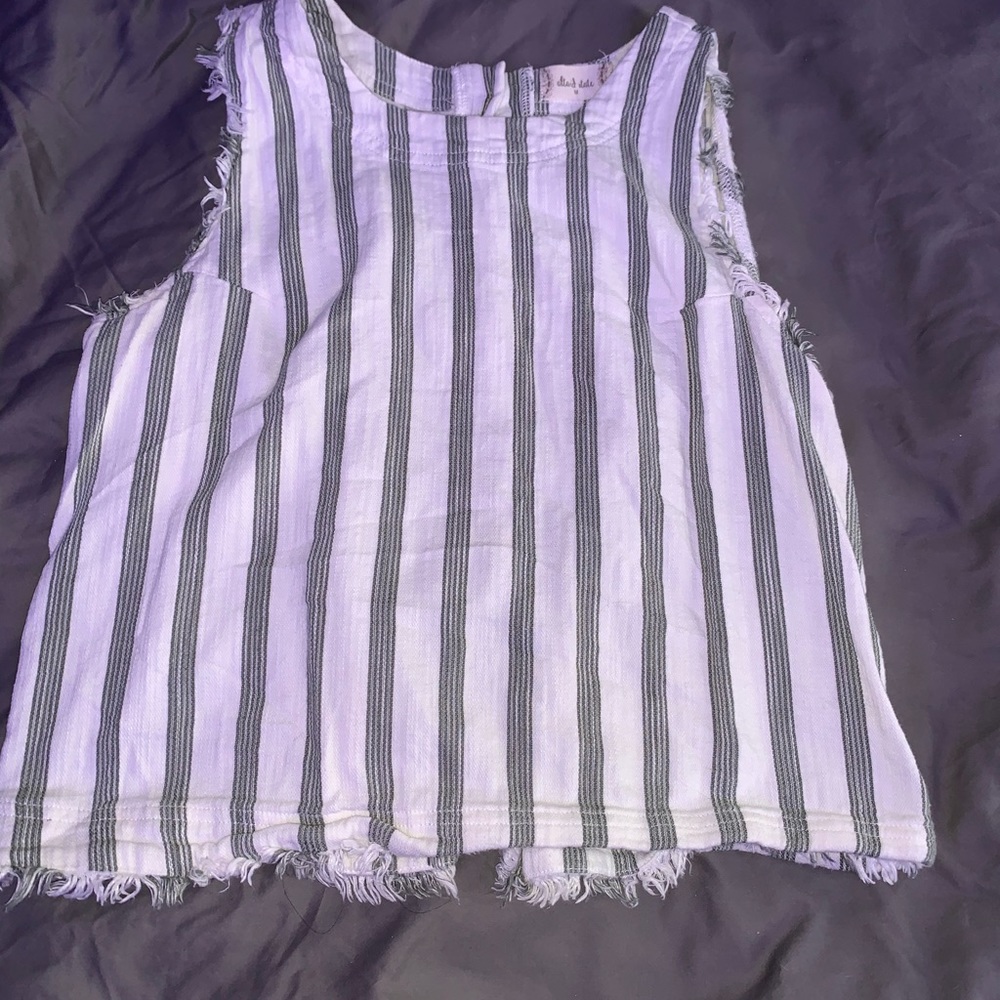 white and green stripped top.